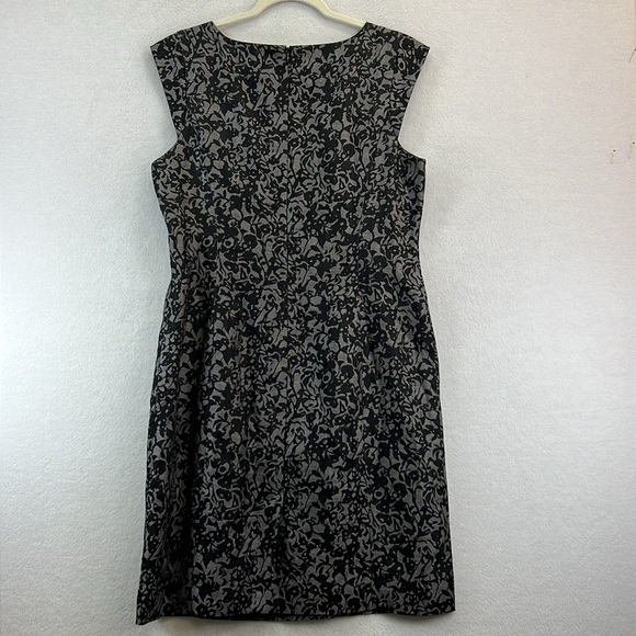 J. Crew Sheath Dress Size 12 Black/Gray Linen Blend Cap Sleeves Lined EUC - Picture 6 of 12